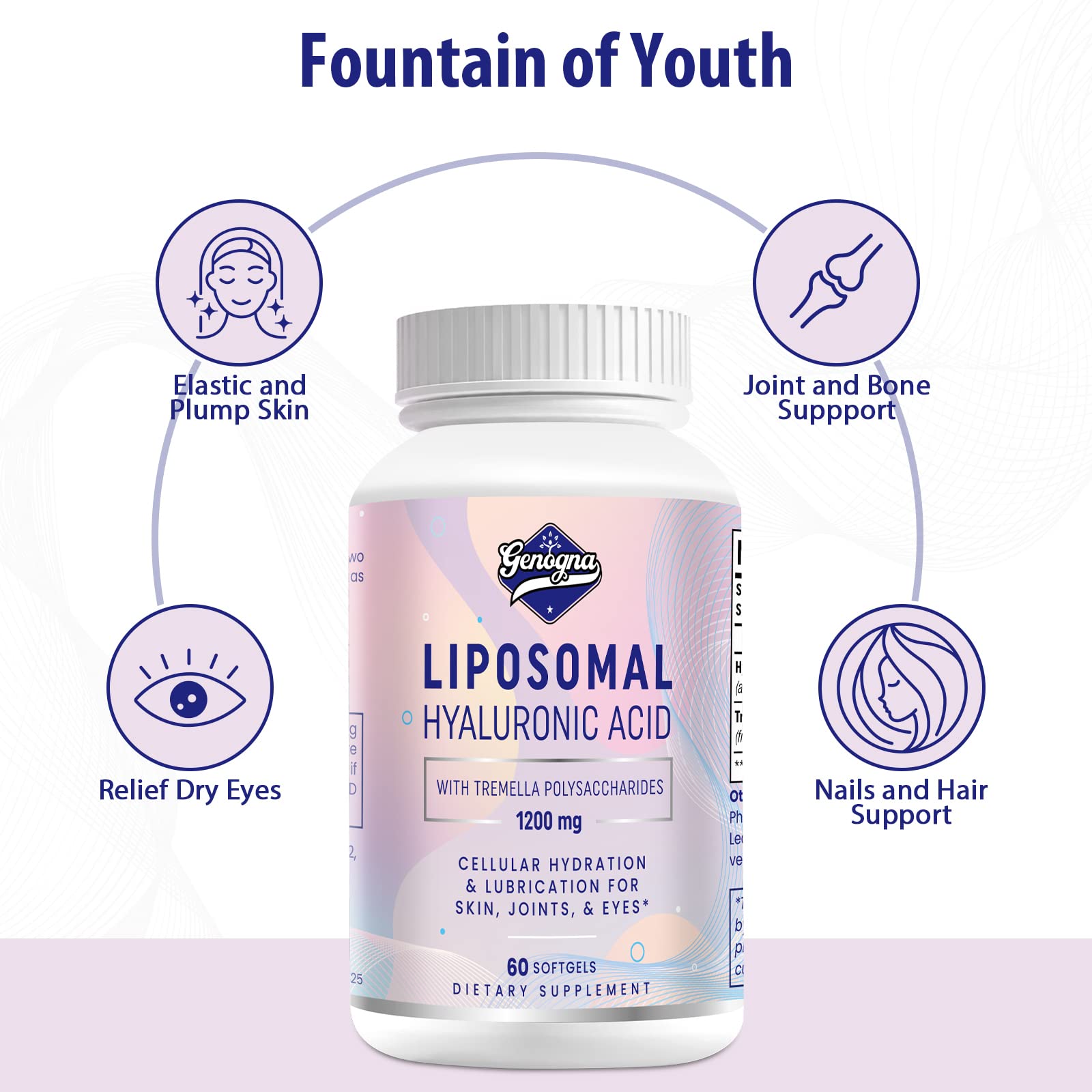 Genogna Hyaluronic Acid Capsules 1000mg on a wooden table