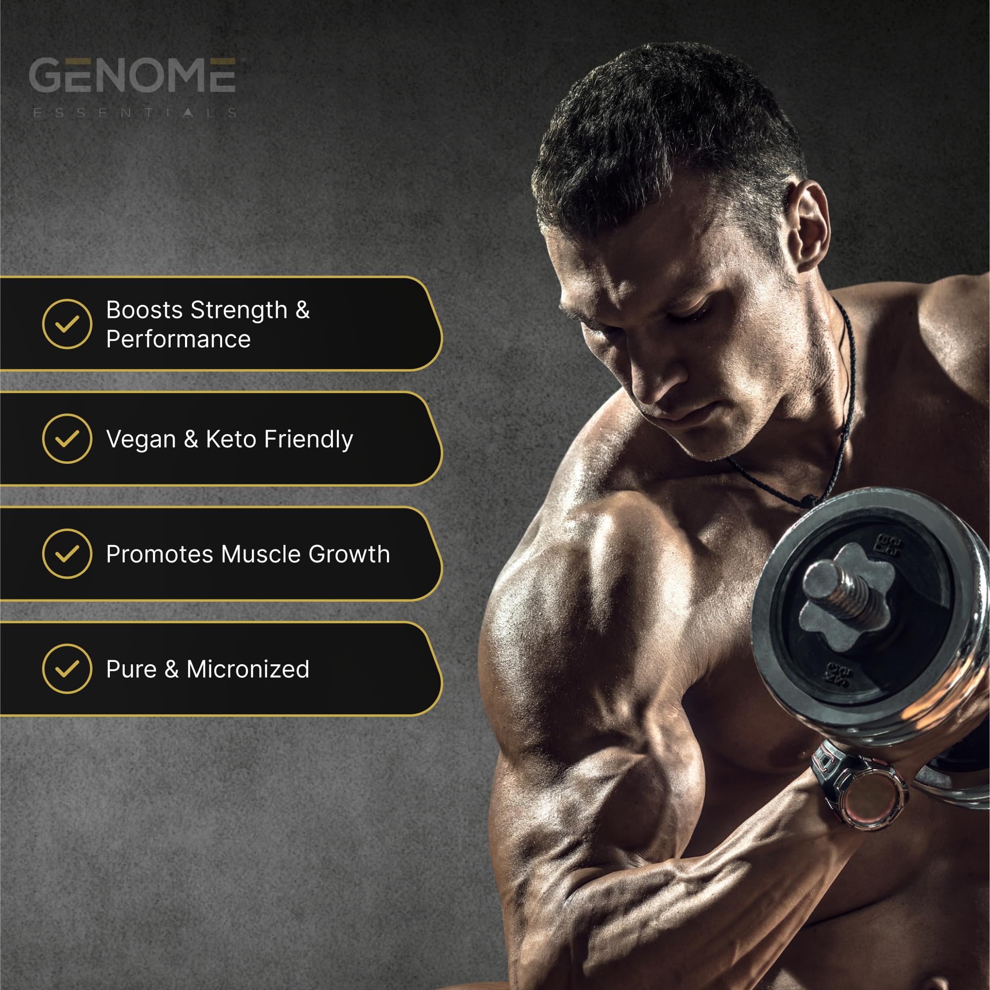 GENOME ESSENTIALS Creatine Platinum 100% Monohydrate scoop
