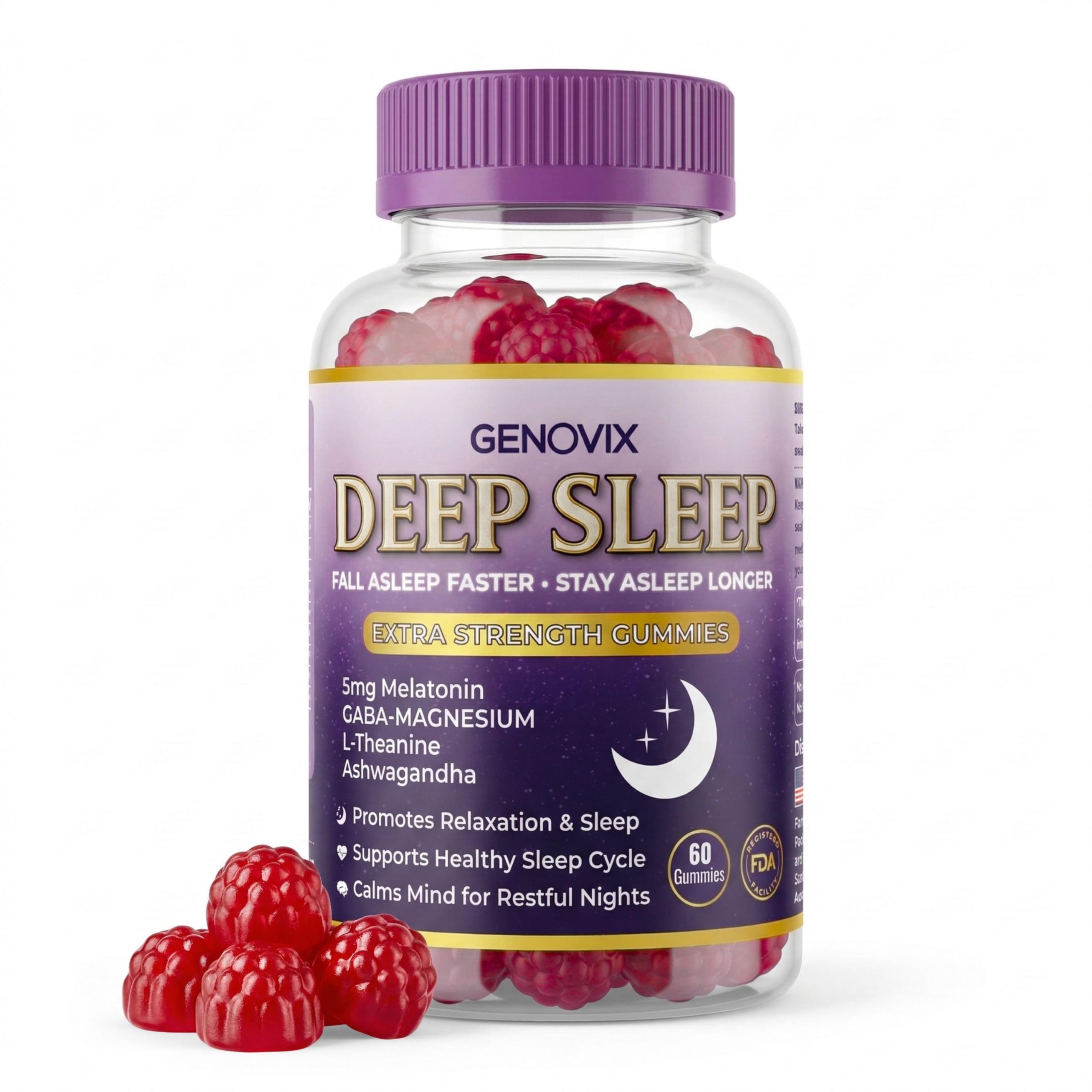 GENOVIX 5mg Melatonin Gummies front view with packaging