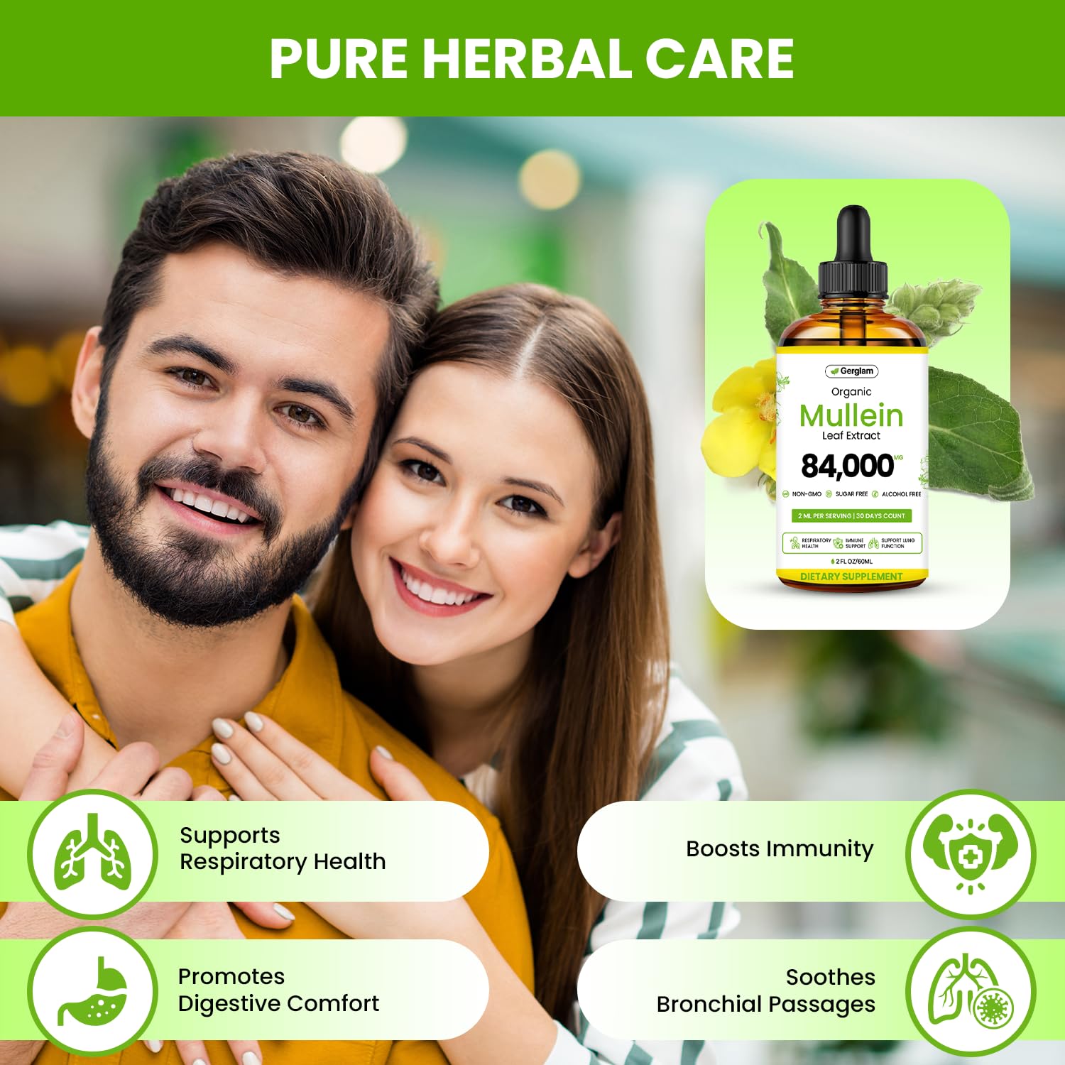 gerglam Mullein Leaf Extract Drops dropper in use