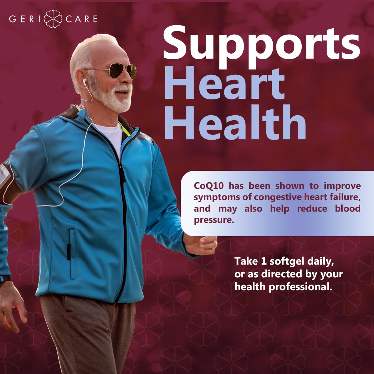 GeriCare CoQ10 100mg Softgels compact packaging for travel