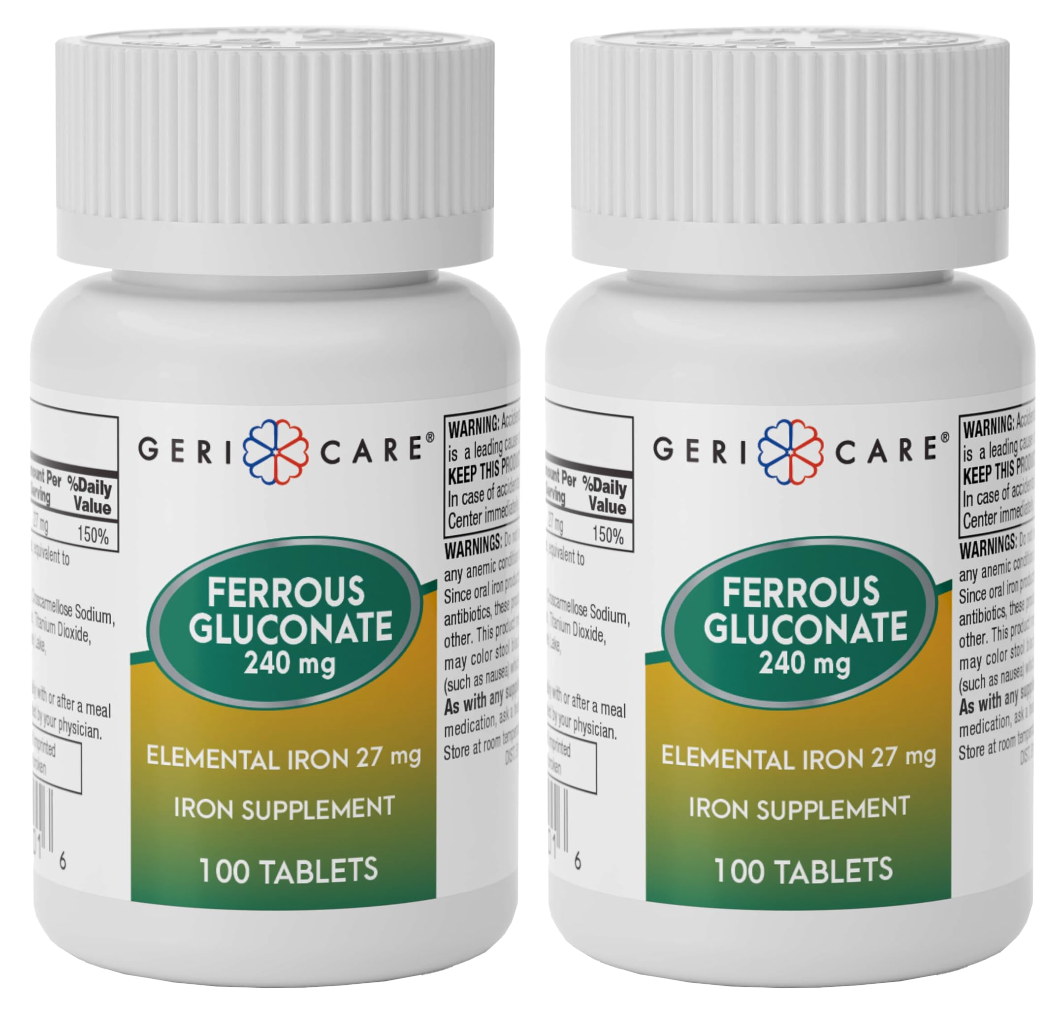 GeriCare Ferrous Gluconate Iron Supplement front view