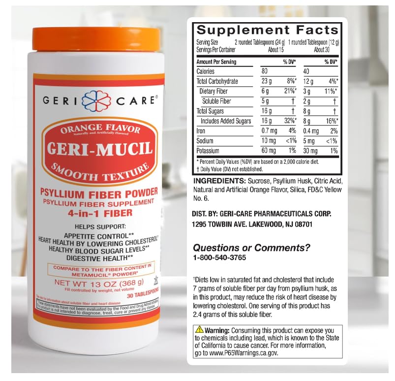 GeriCare Geri-Mucil Psyllium Husk Powder 113g packaging
