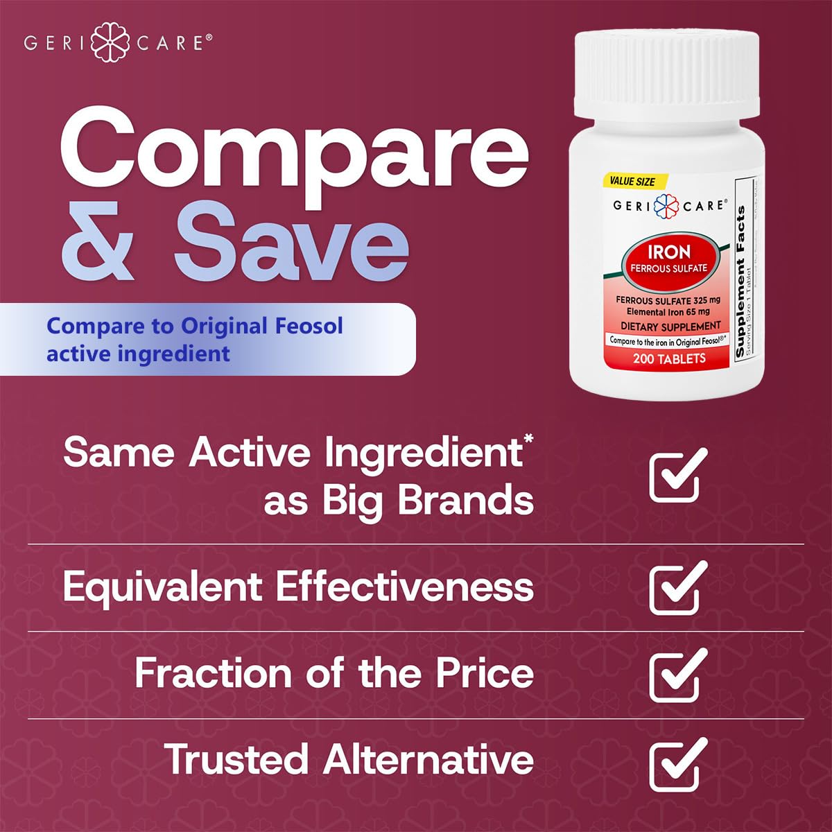 GeriCare Iron Supplement 109g capsule close-up