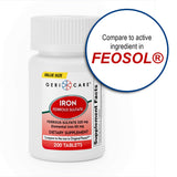 GeriCare Iron Supplement 109g on a wooden table