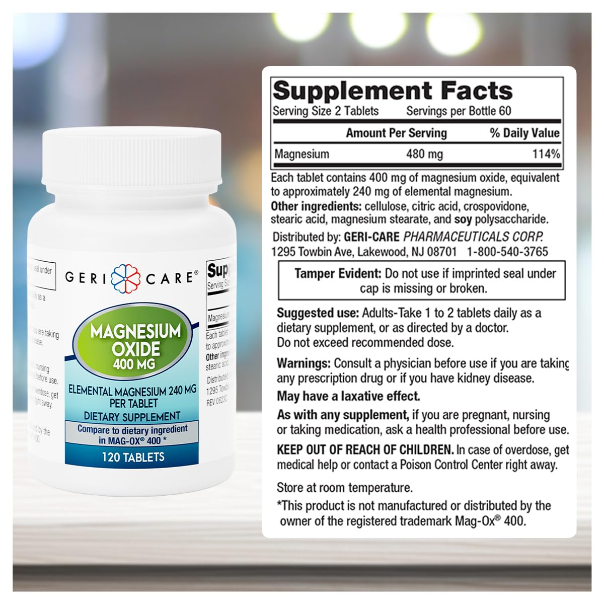 GeriCare Magnesium Supplement 281g bottle with label