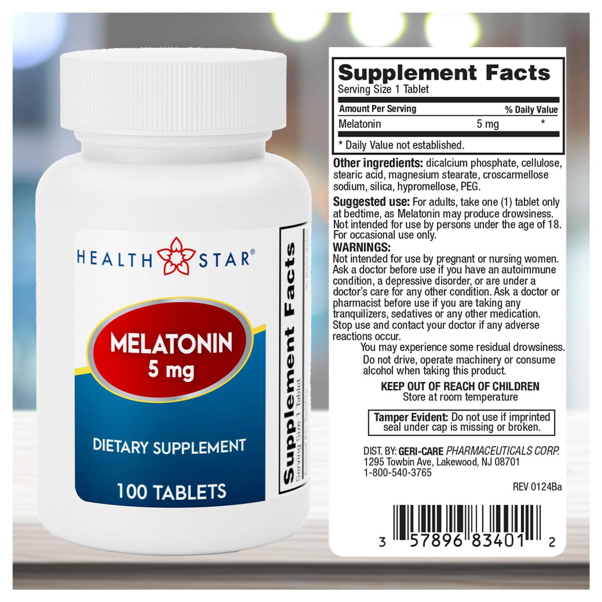 GeriCare Melatonin 5mg Tablets close-up of tablet