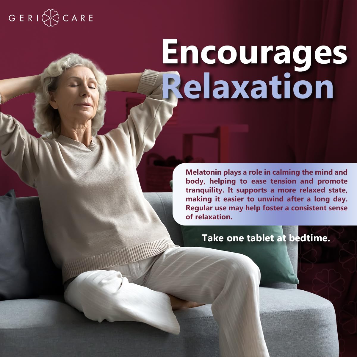 GeriCare Melatonin 5mg Tablets in hand for size reference
