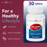 GeriCare Melatonin 5mg Tablets lifestyle scene on bedside table