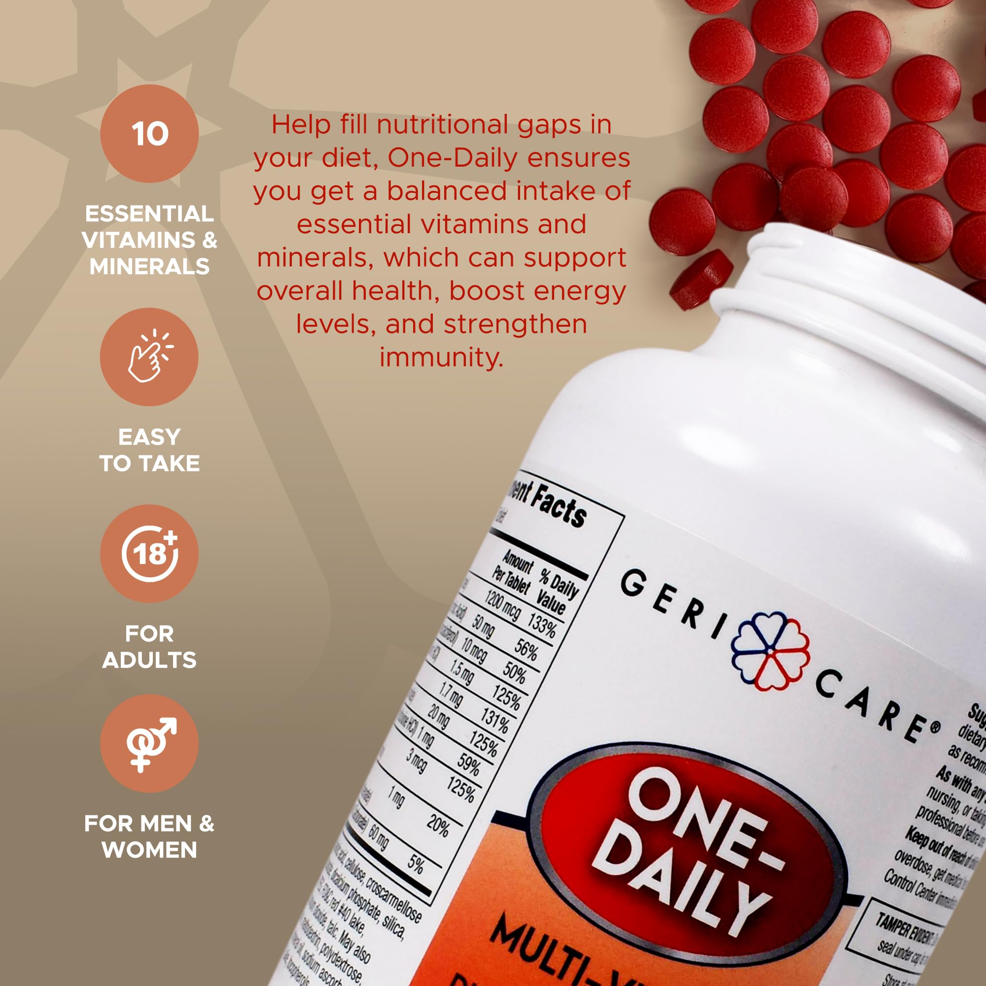 GeriCare Multivitamins Advanced Formula 60 Tablets close-up of tablets