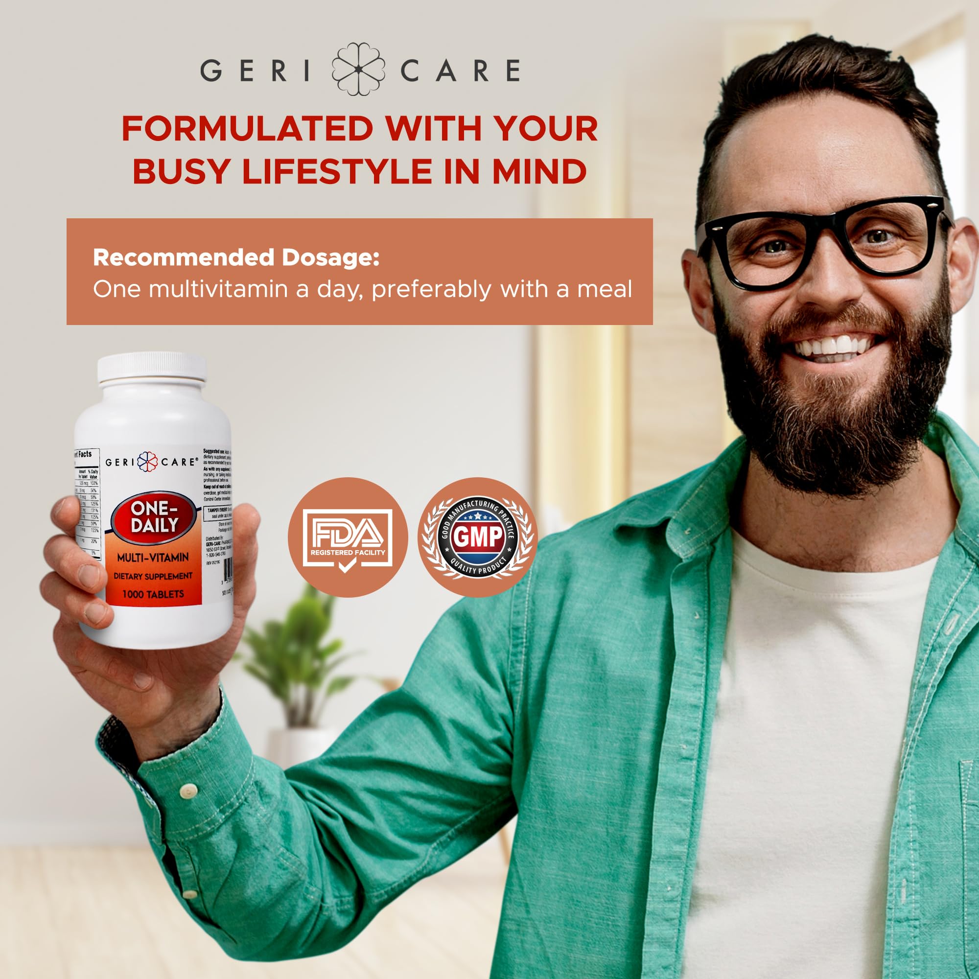 GeriCare Multivitamins Advanced Formula 60 Tablets in a hand