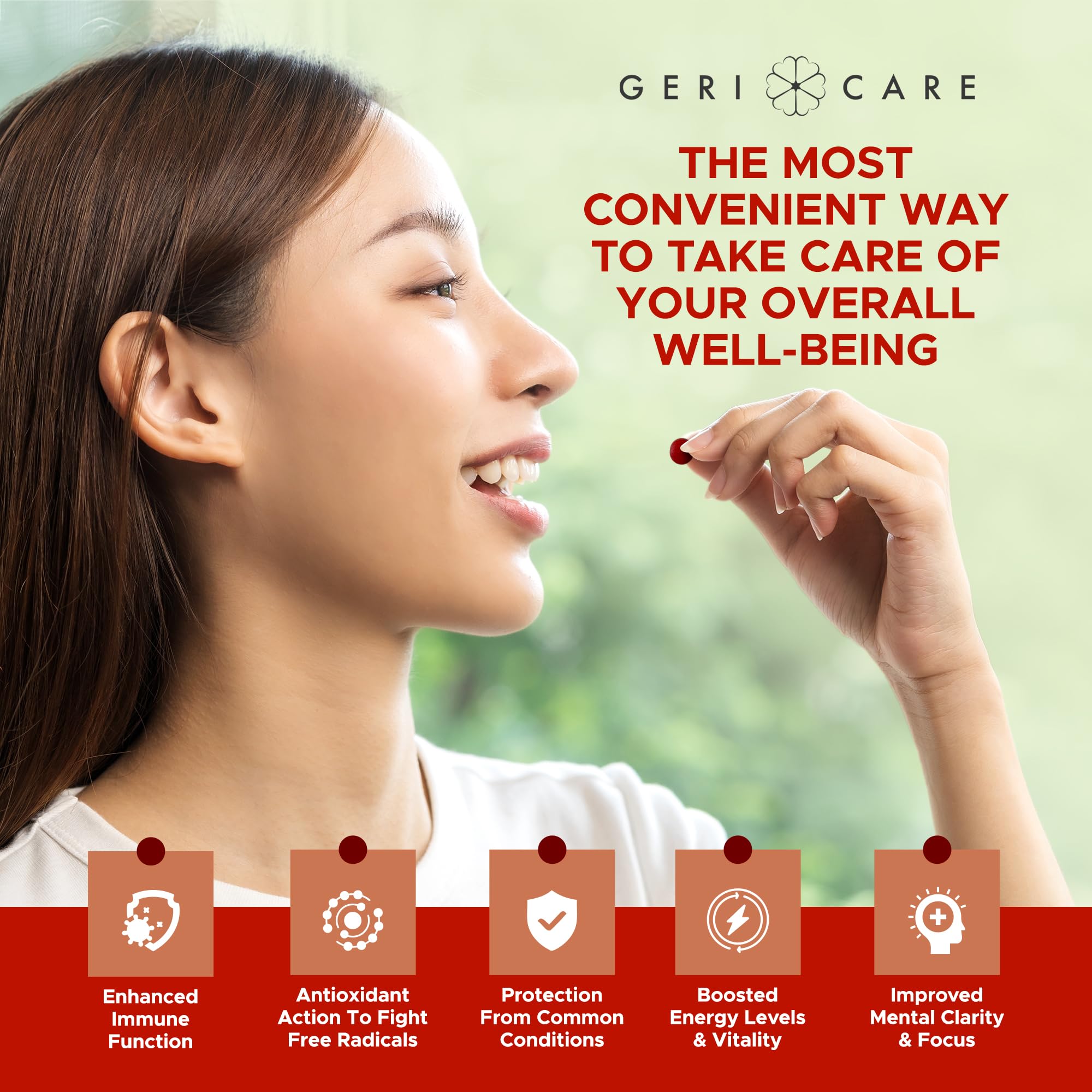 GeriCare Multivitamins Advanced Formula 60 Tablets on a kitchen counter