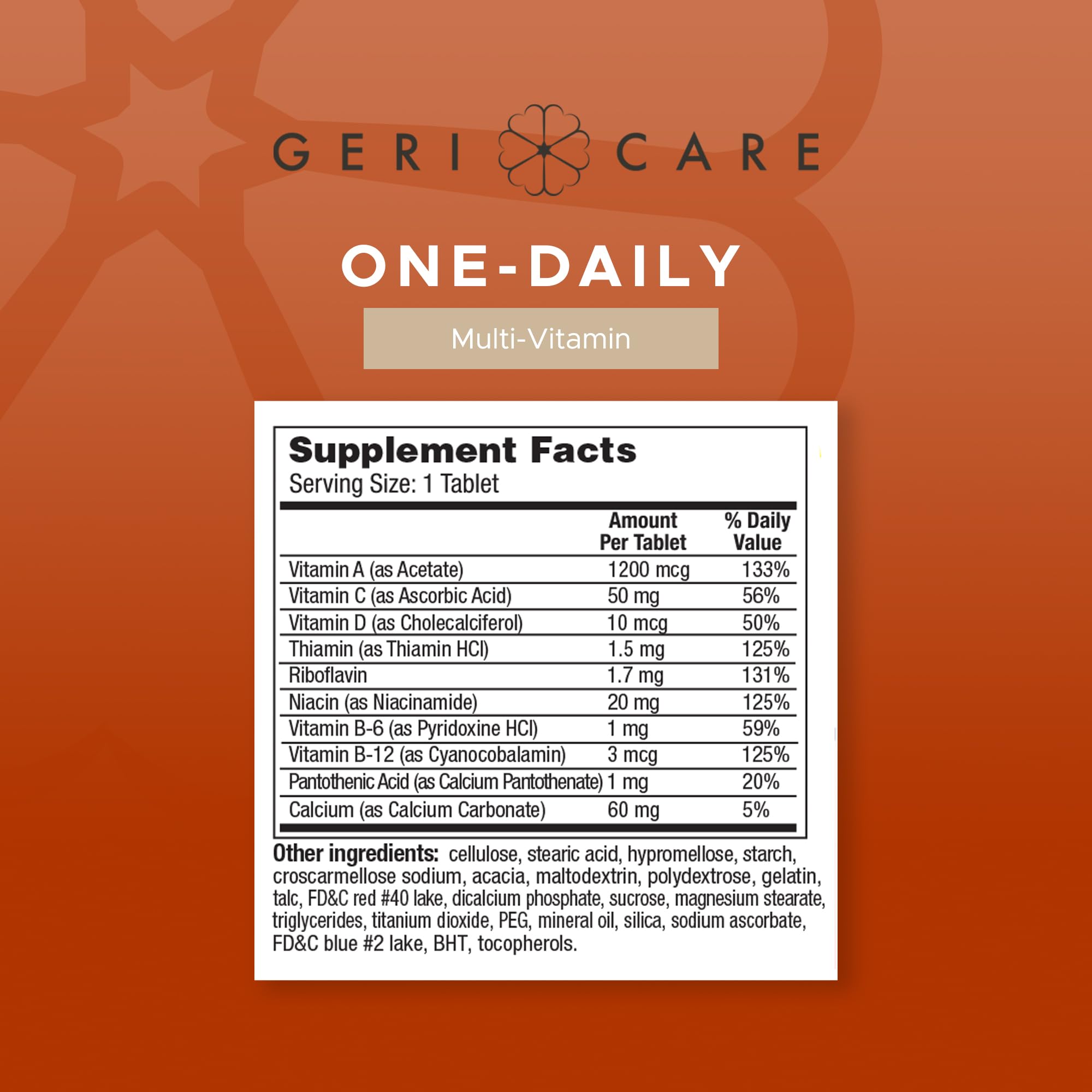 GeriCare Multivitamins Advanced Formula 60 Tablets side view