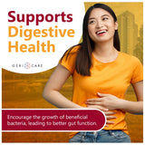 GeriCare Prebiotic Fibre Gummies 113g with fresh fruit background