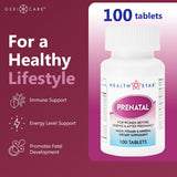 GeriCare Prenatal Vitamins 100 tablets on a wooden surface