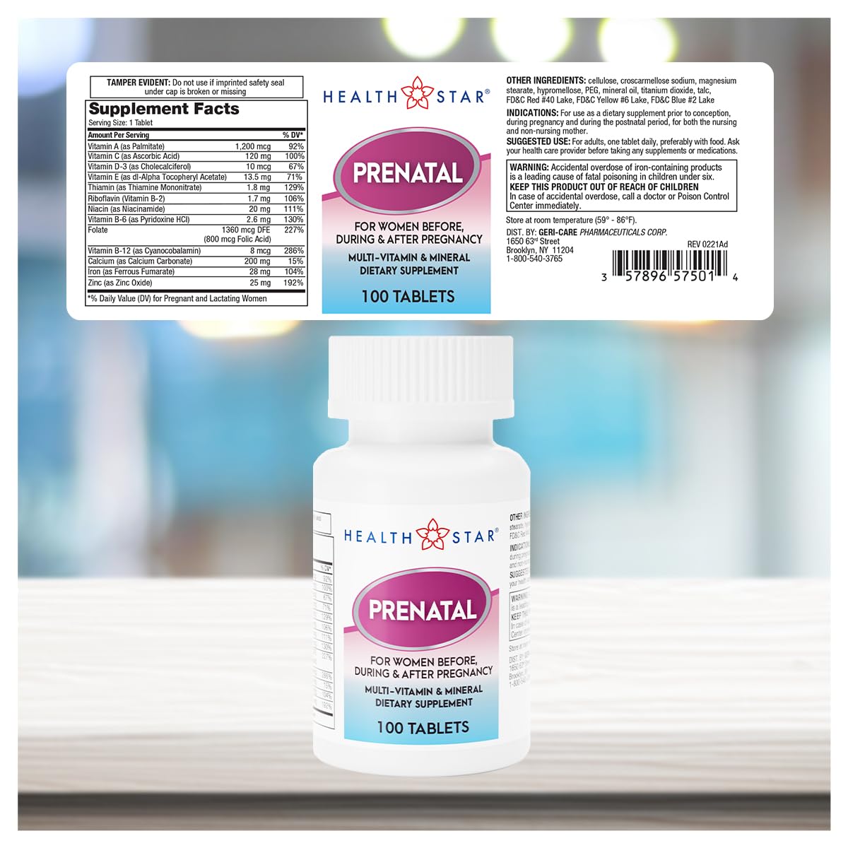 GeriCare Prenatal Vitamins packaging details