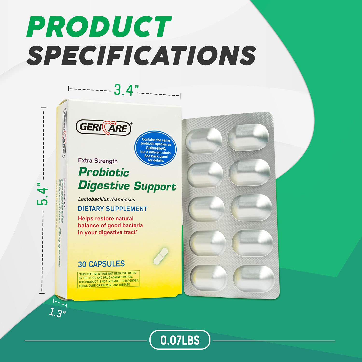 GeriCare Probiotic Supplement capsule close-up