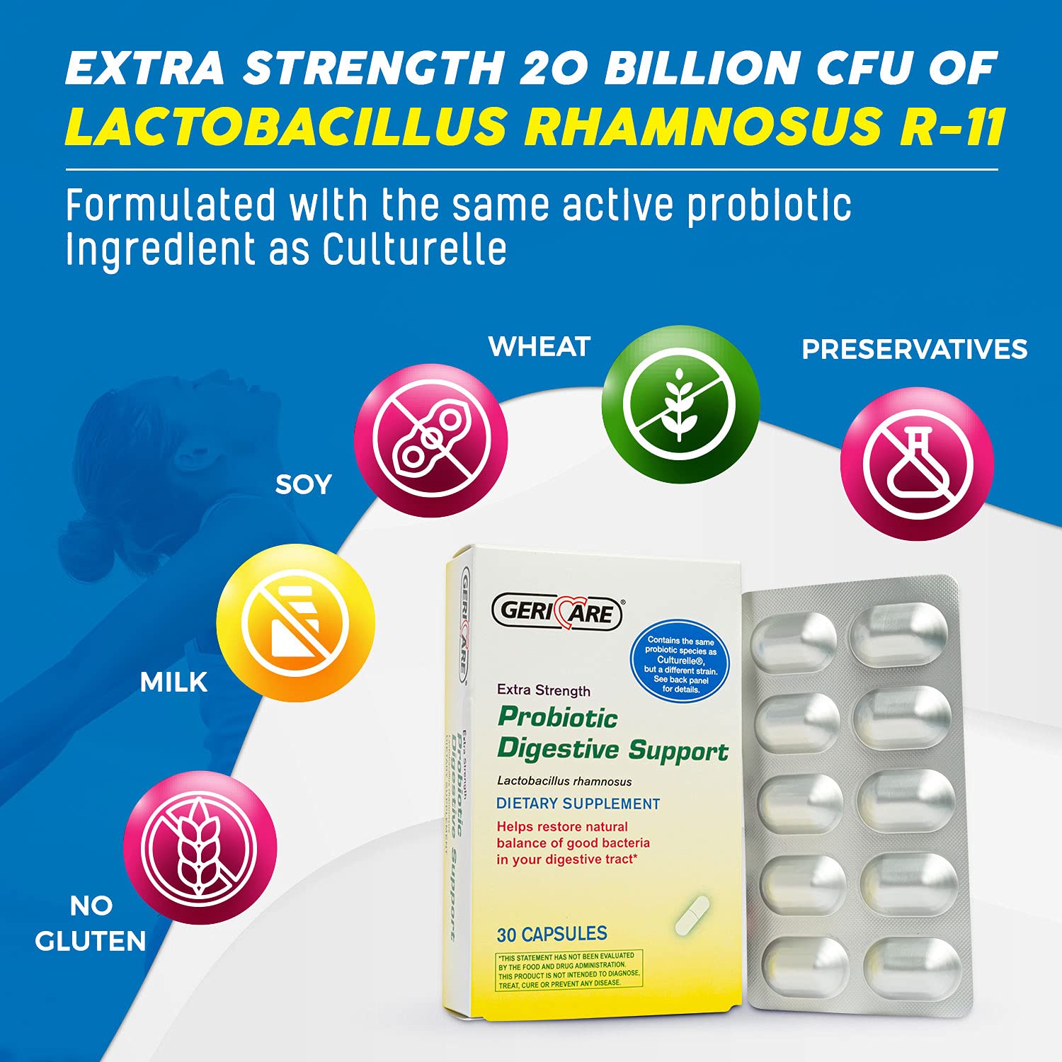 GeriCare Probiotic Supplement packaging side view