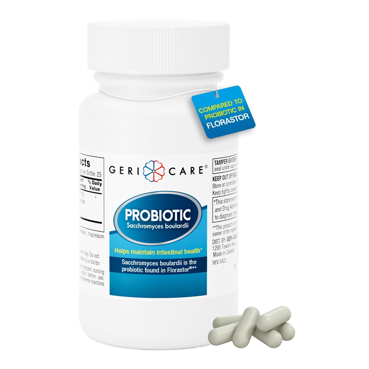 GeriCare Saccharomyces Boulardii Probiotic Supplement 250mg front view
