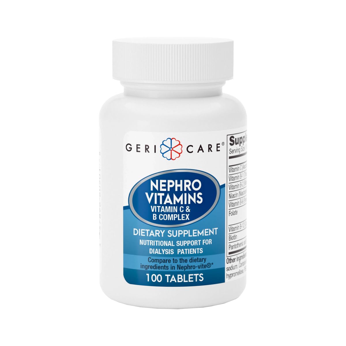 GeriCare Vitamin C & B Complex supplement front view with packaging