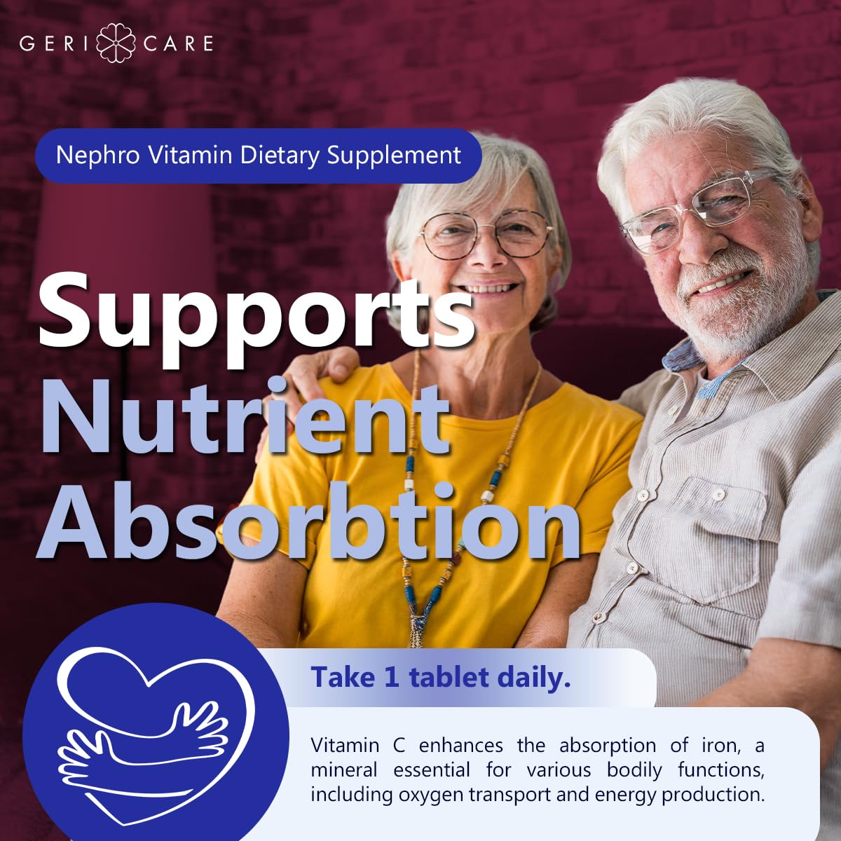 GeriCare Vitamin C & B Complex supplement opened showing capsules