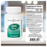GeriCare Zinc Supplement 50mg side view of packaging