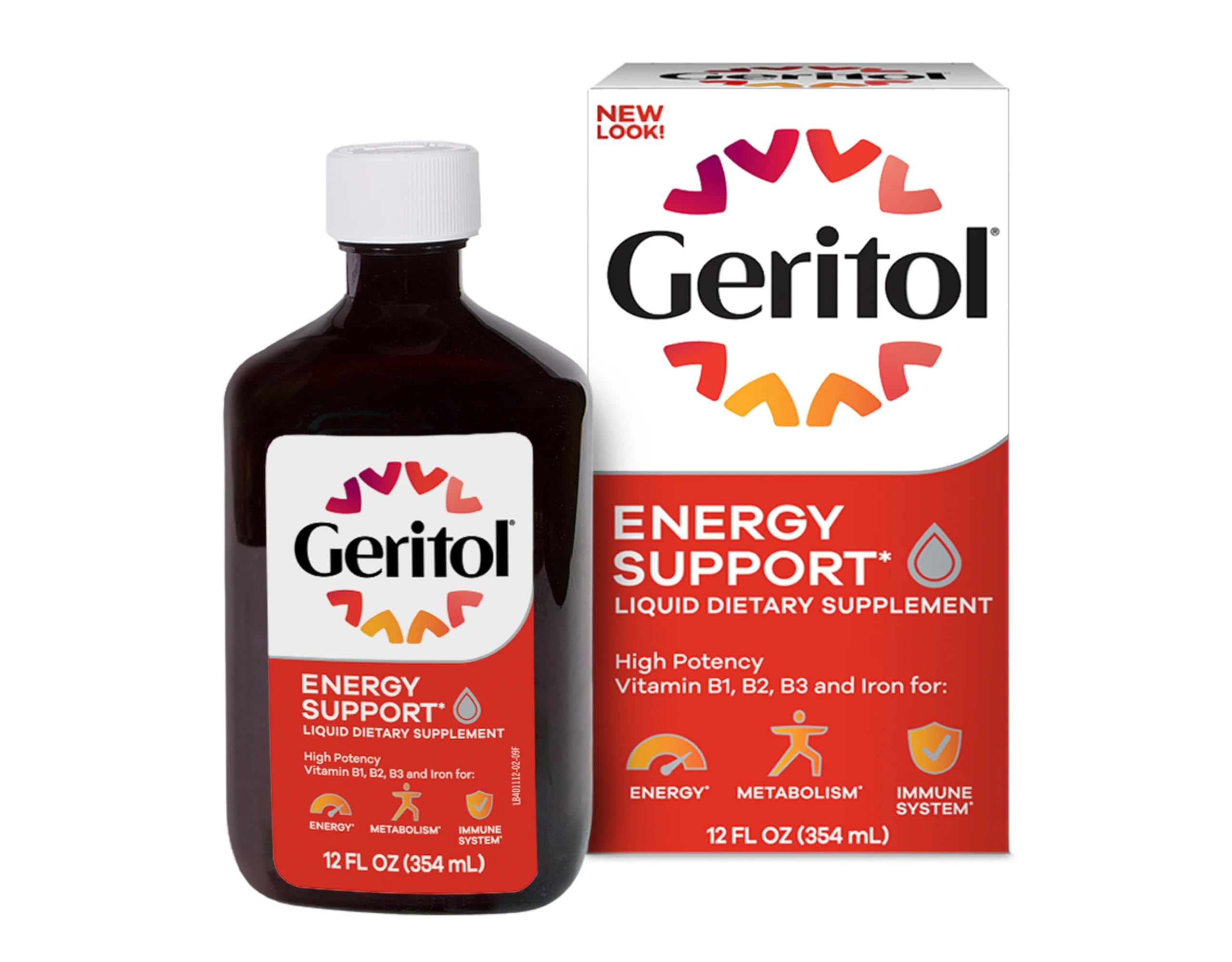 Geritol Liquid Energy Support B-Vitamins bottle with cap