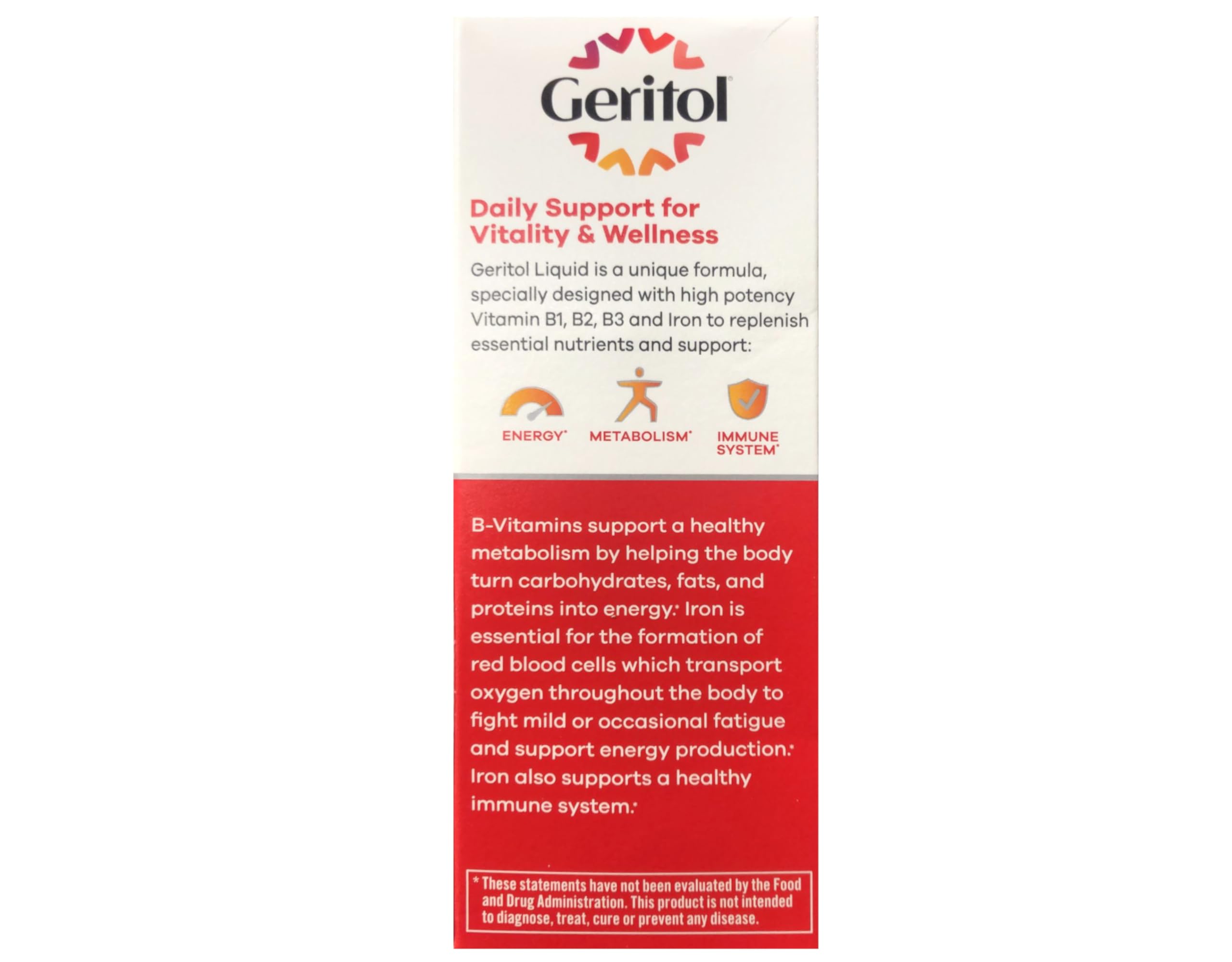 Geritol Liquid Energy Support B-Vitamins packaging