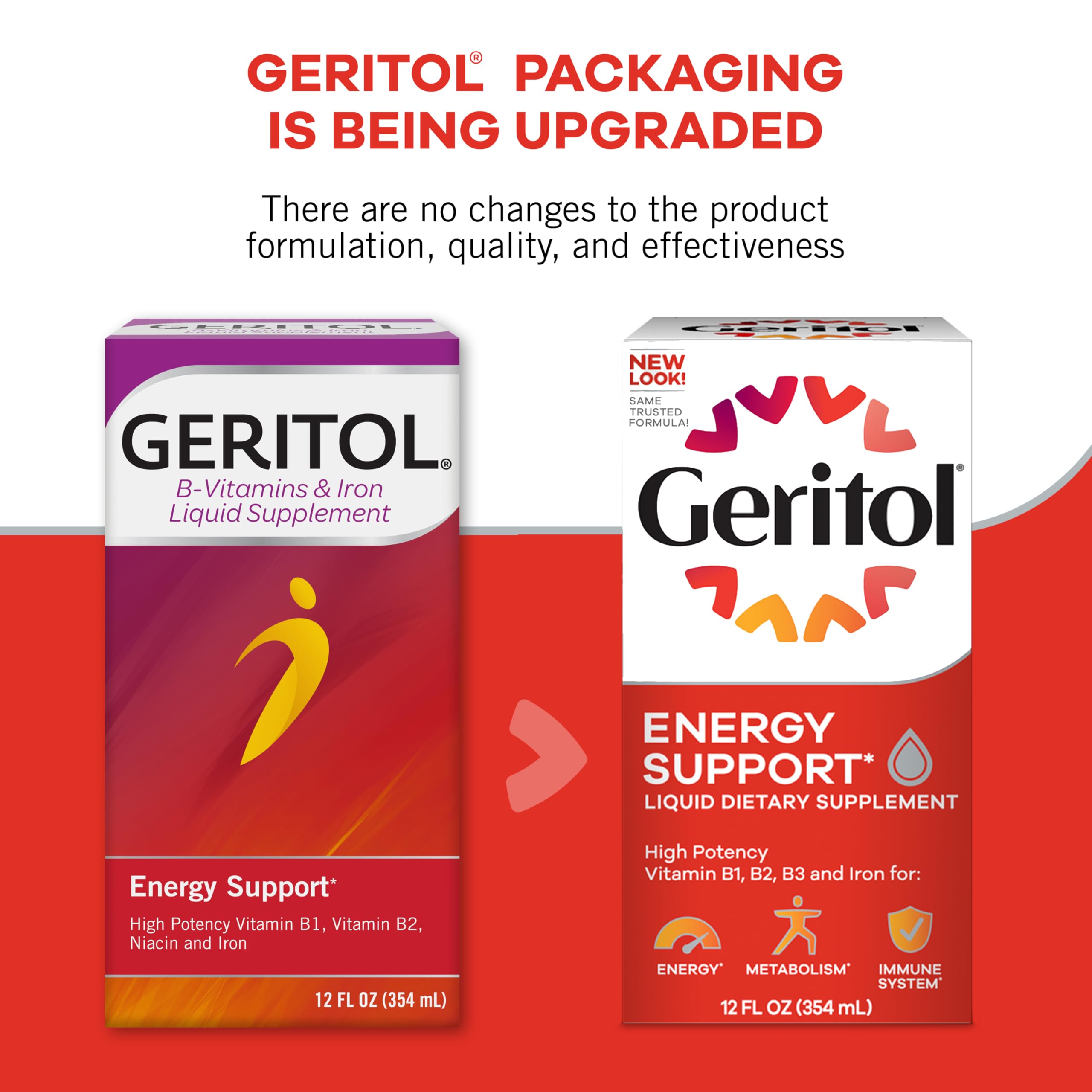 Geritol Liquid Iron and Multivitamin Supplement 340g in a kitchen setting
