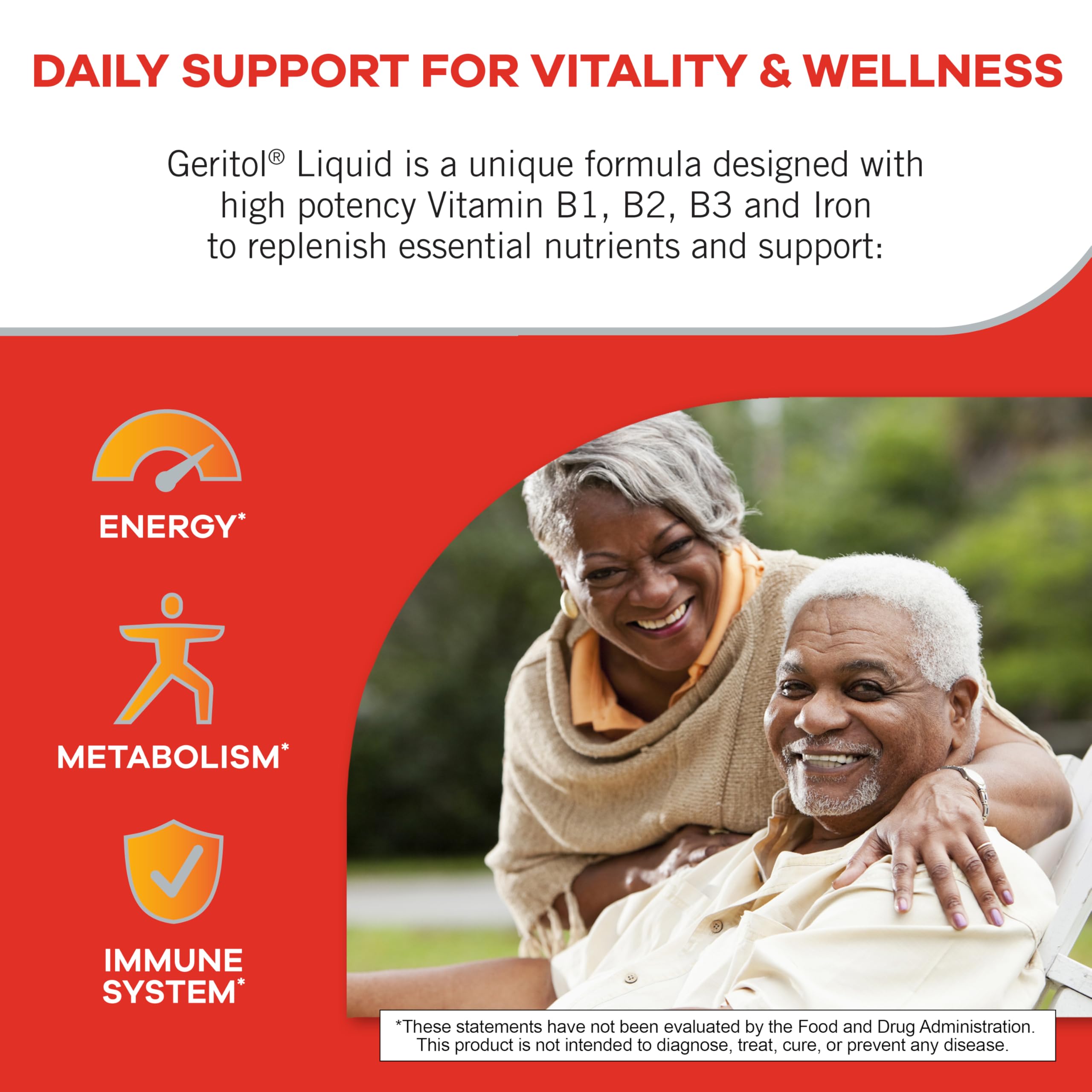 Geritol Liquid Iron and Multivitamin Supplement side view