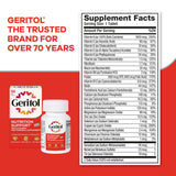 Geritol Multivitamin Supplement packaging dimensions on table