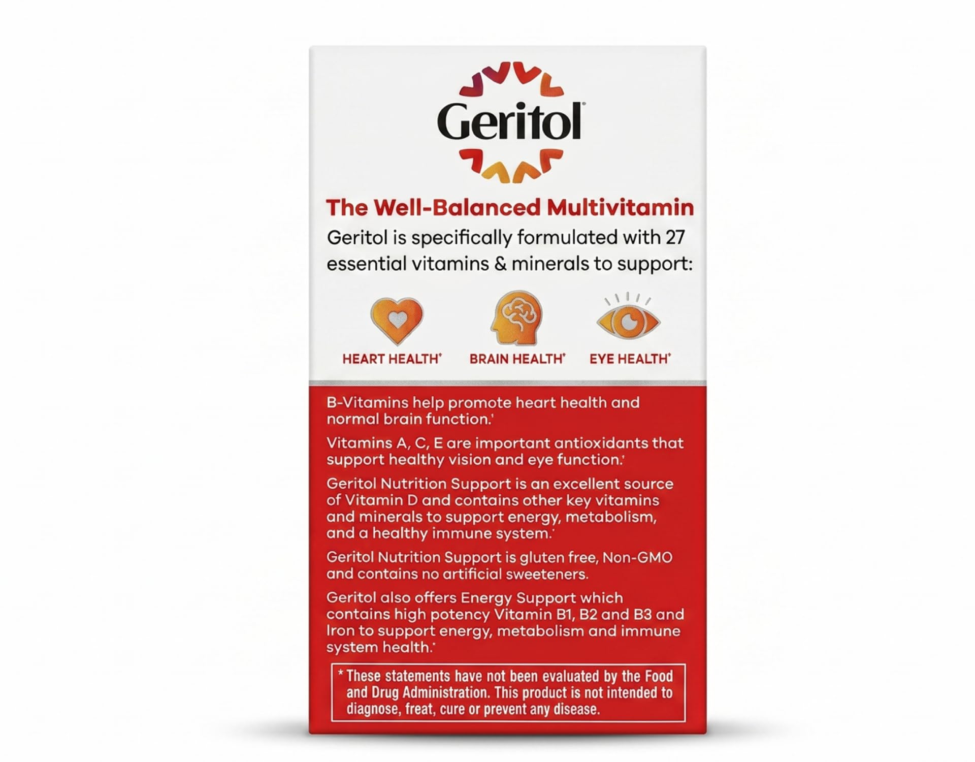 Geritol Multivitamin Tablets displayed with a meal