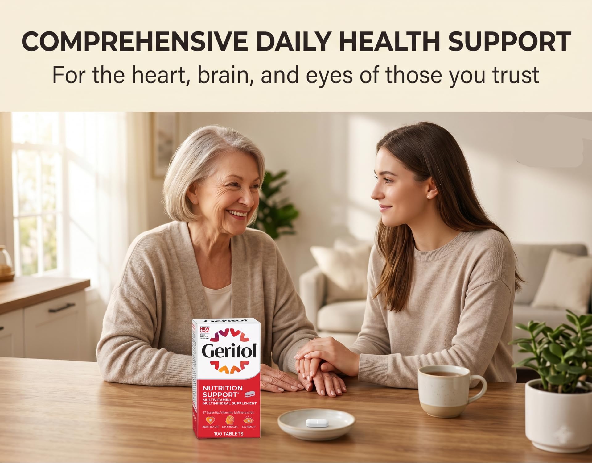 Geritol Multivitamin Tablets on a kitchen counter