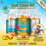 Germa Cod Liver Oil Supplement with glass of juice