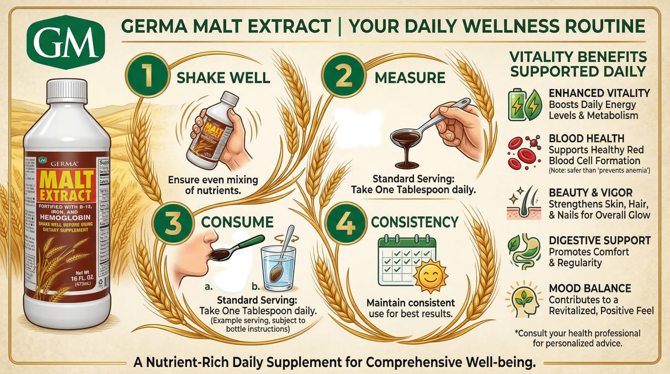 Germa Malt Extract 454g with a serving suggestion