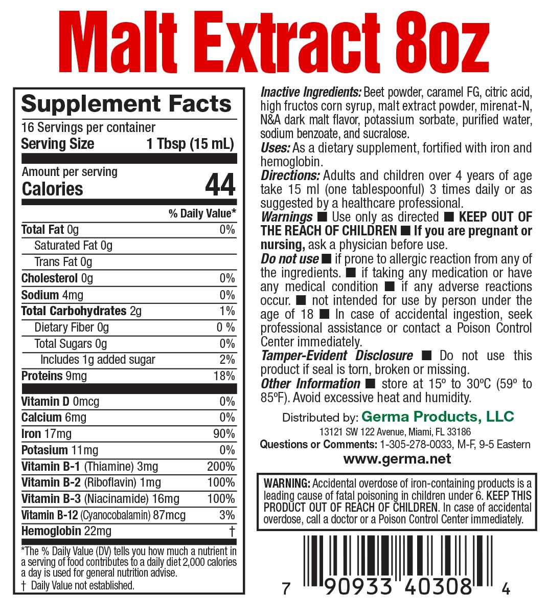Germa Malt Extract bottle on kitchen counter