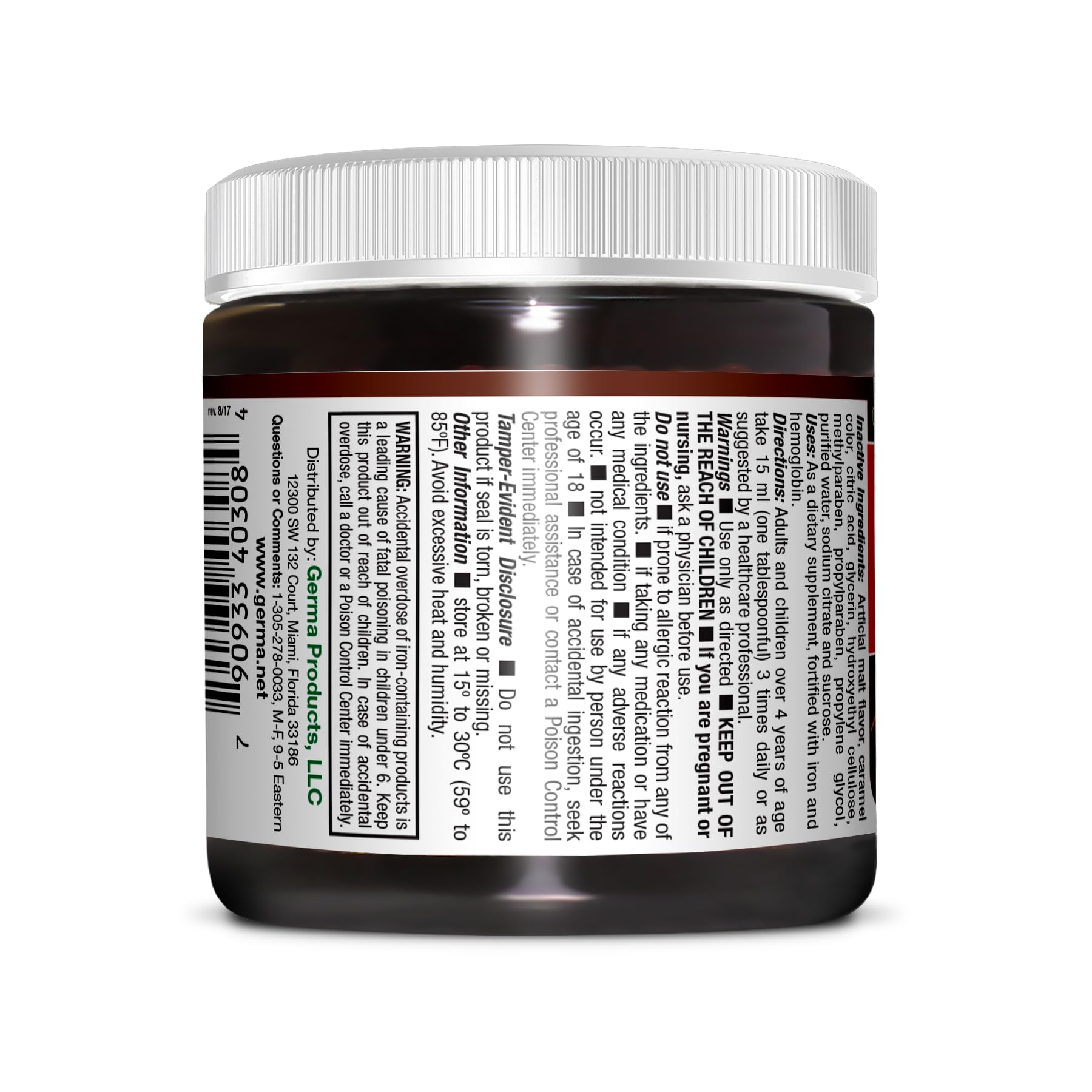 Germa Malt Extract label showing ingredients