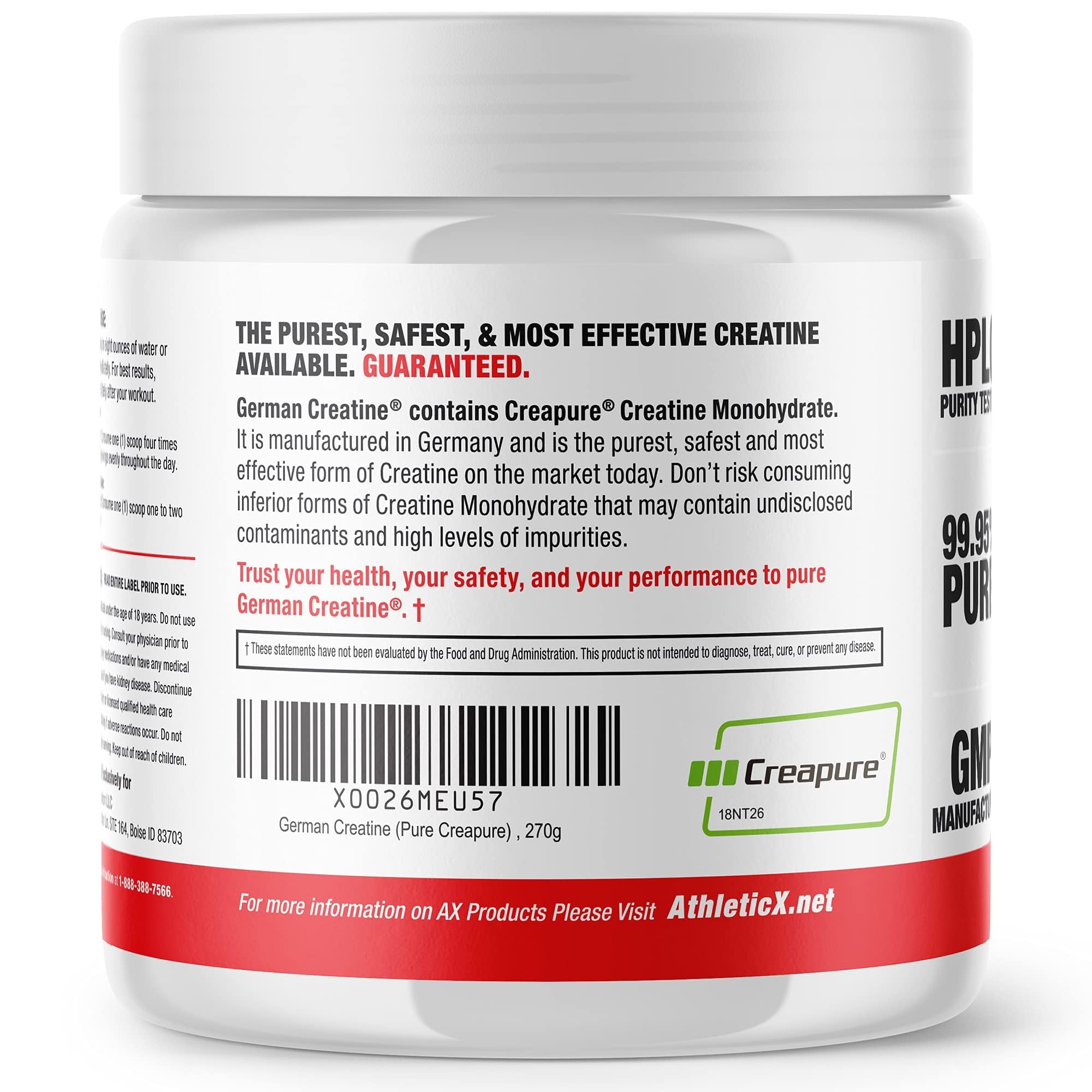 German Creatine Monohydrate 315g back view