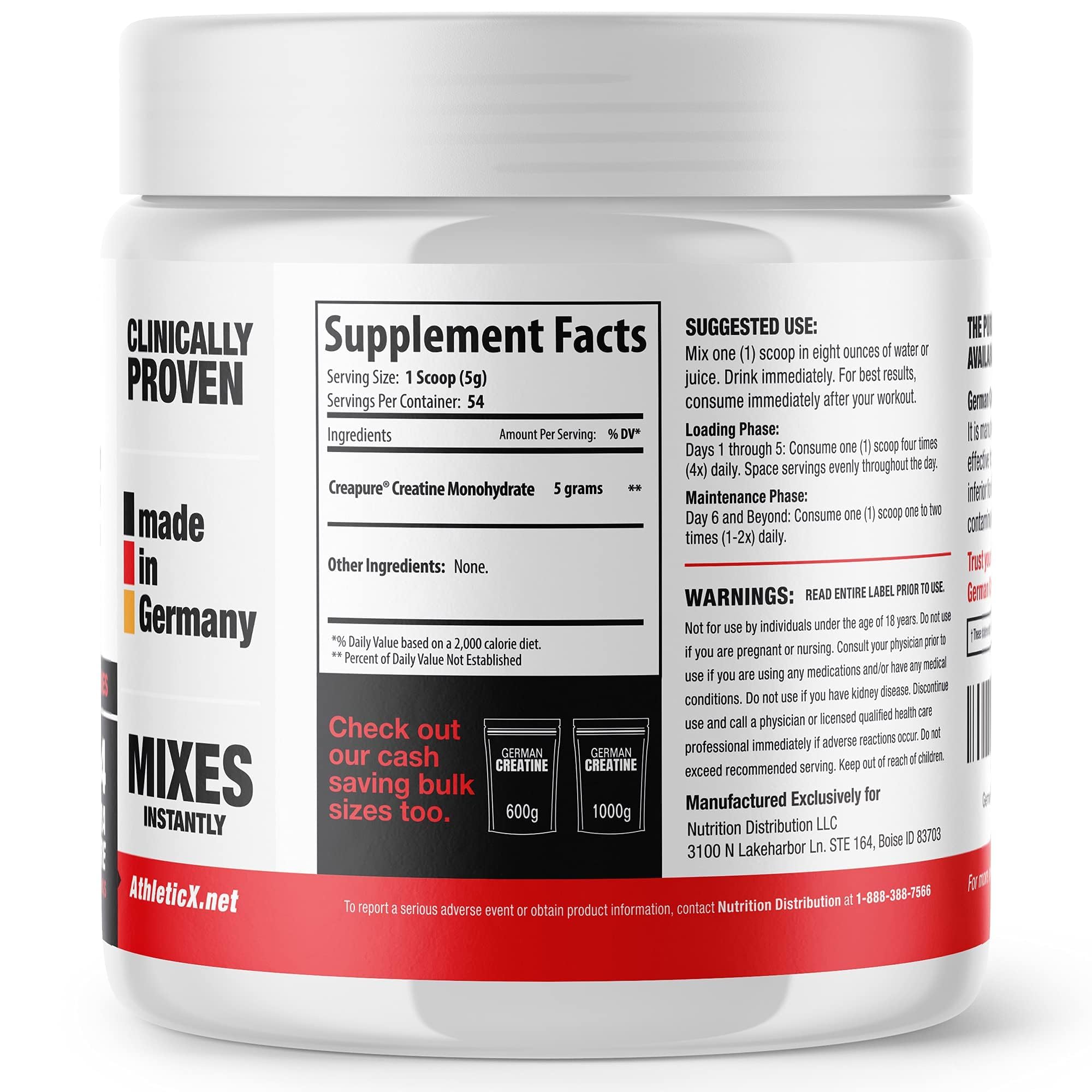 German Creatine Monohydrate 315g with measuring scoop