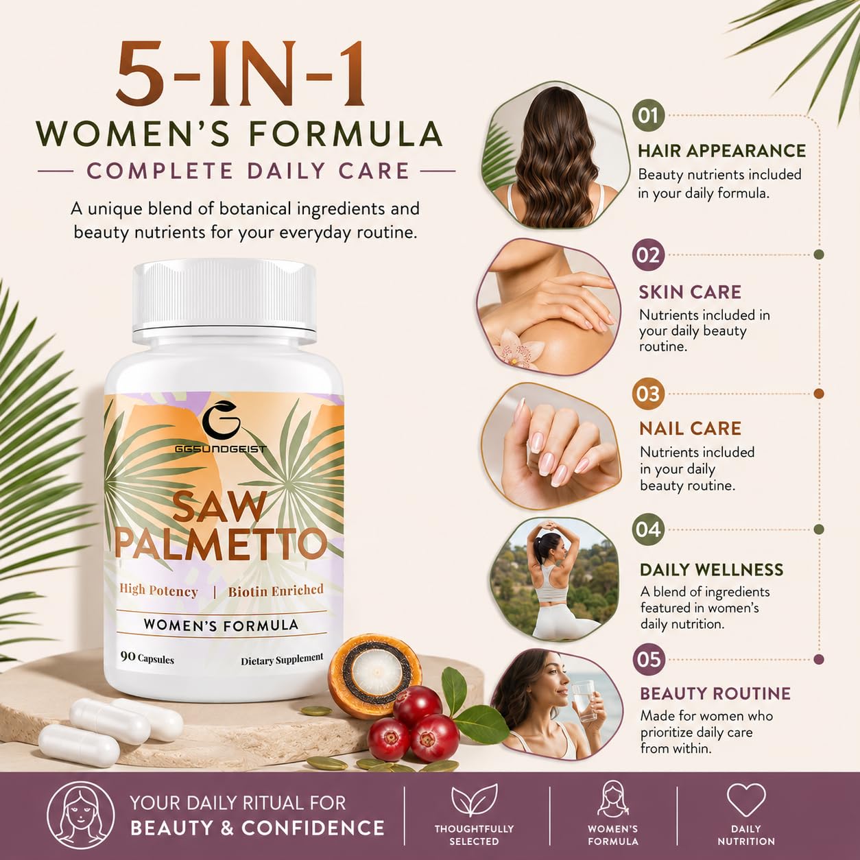 Gesundgeist Saw Palmetto Supplement 500mg capsule close-up