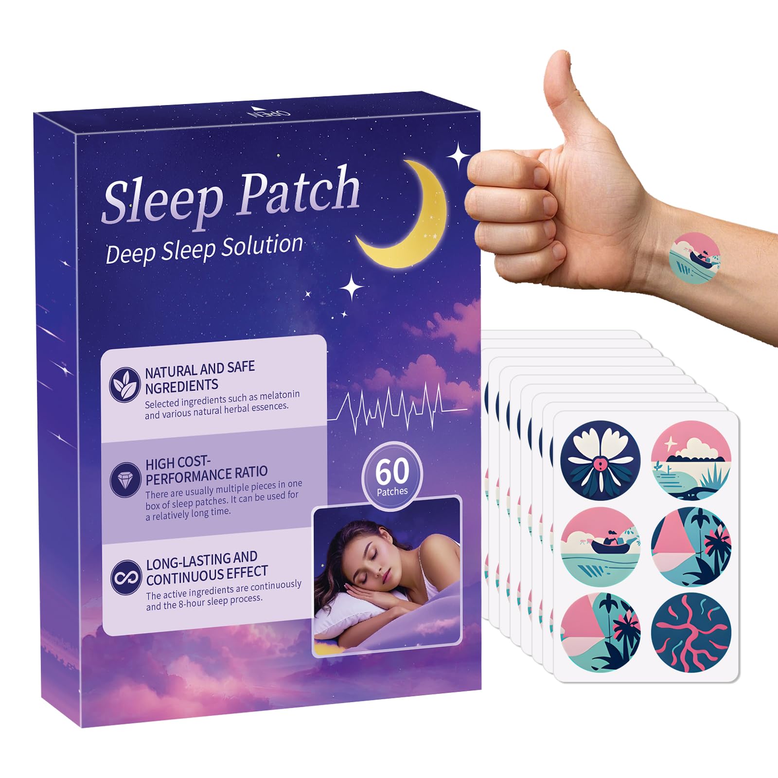Gethorey Sleep Patch front view with packaging