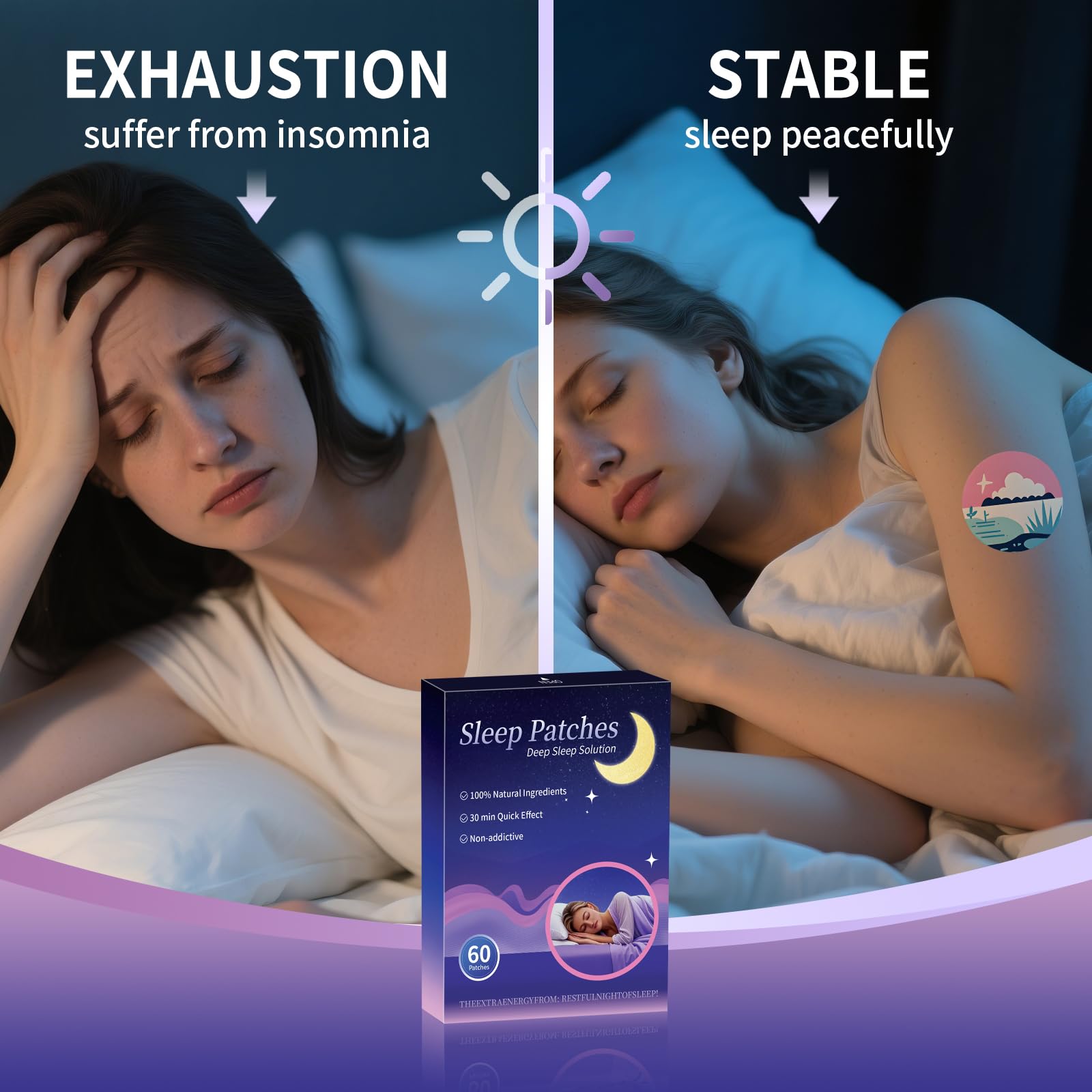 Gethorey Sleep Patches displayed with natural ingredients