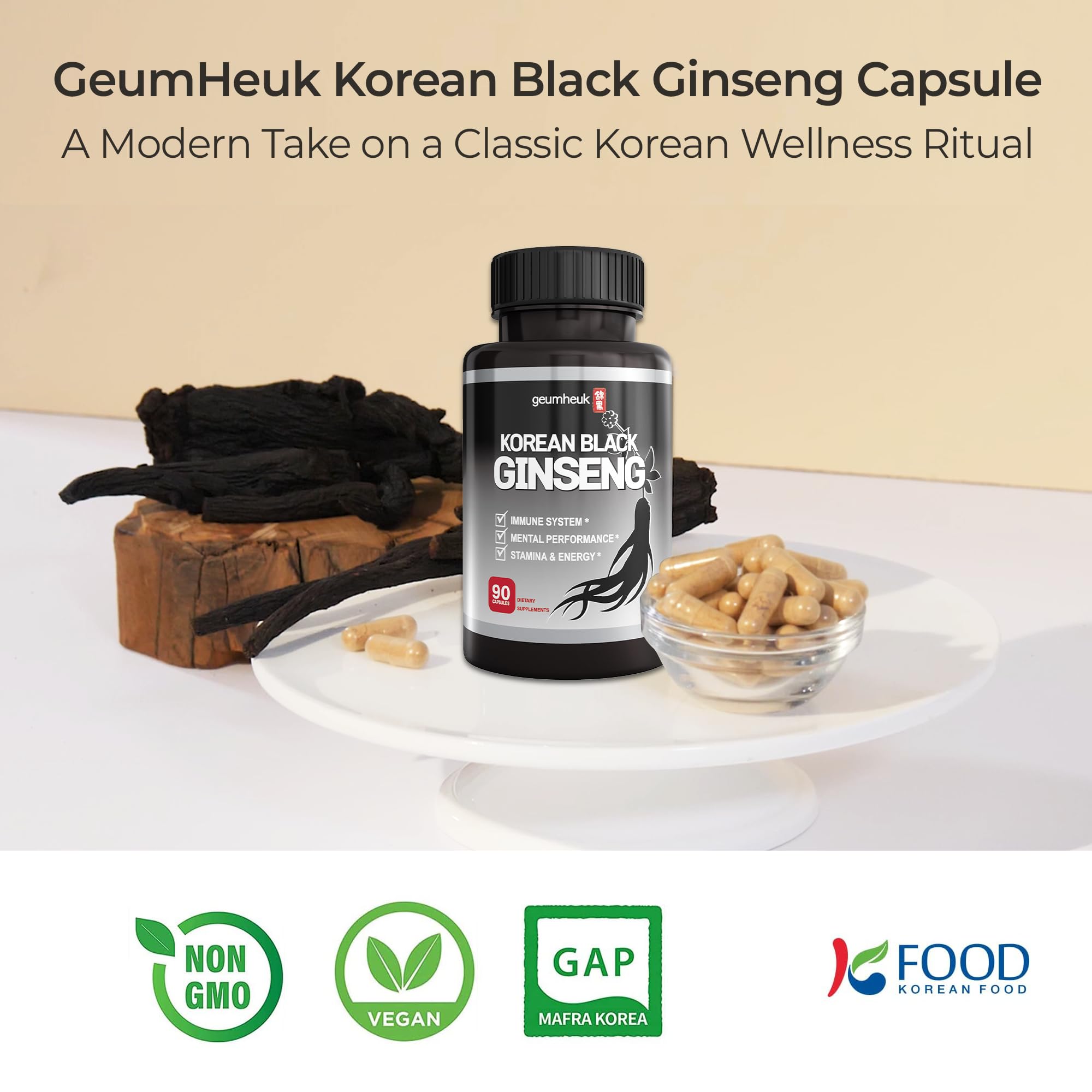GeumHeuk Korean Black Ginseng 100% Pure supplement lifestyle scene