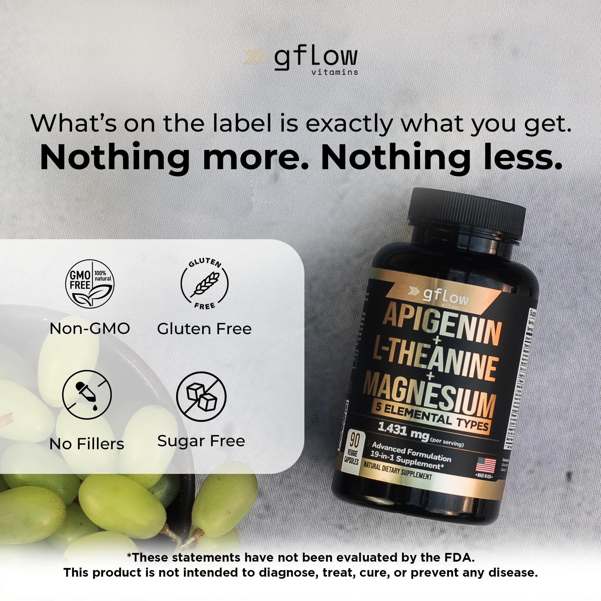 gflow vitamins Apigenin Supplement lifestyle scene with a glass of water
