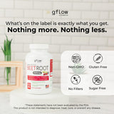 gflow vitamins BeetRoot Capsules displayed with fresh beets