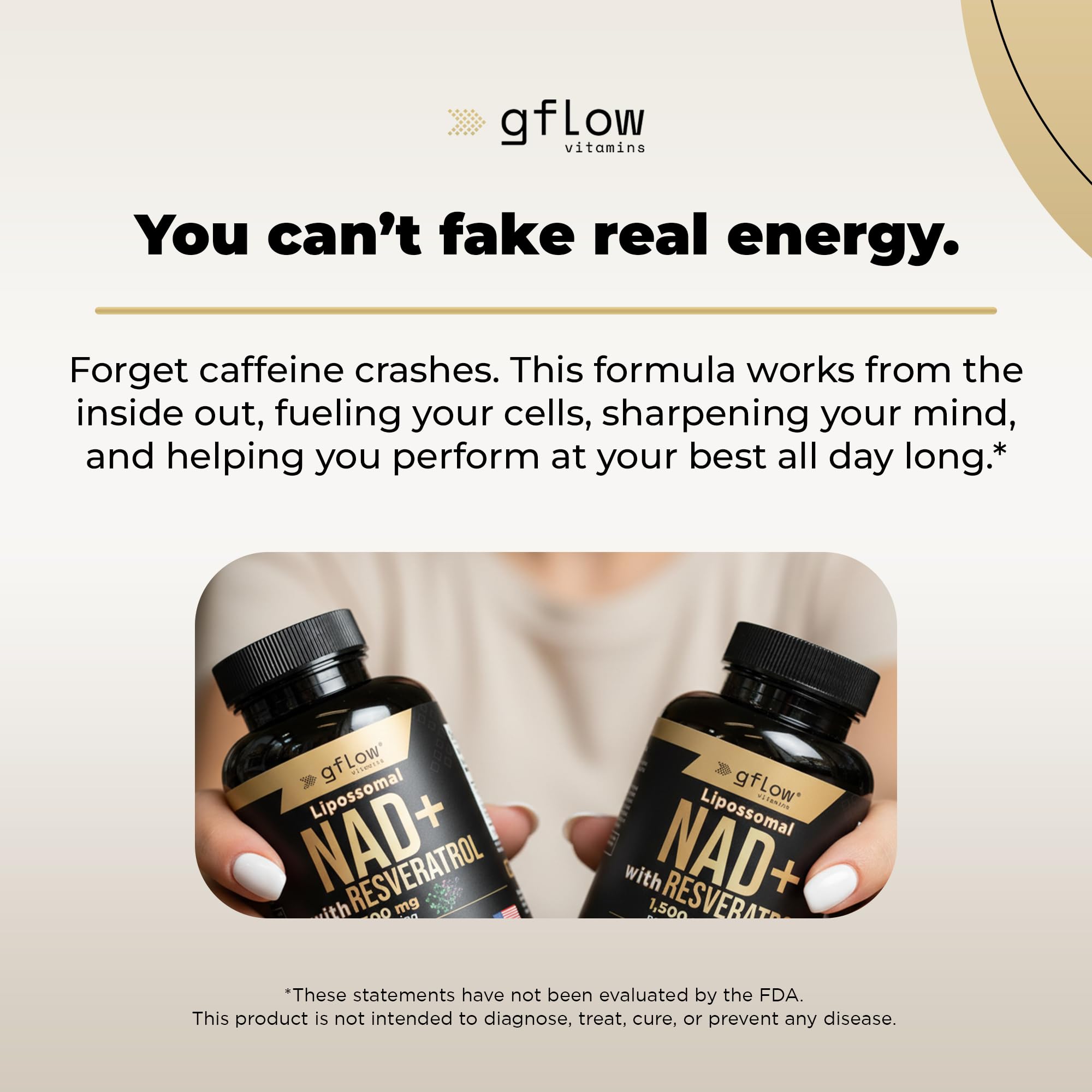 gflow vitamins Liposomal NAD+ with Trans-Resveratrol capsule close-up