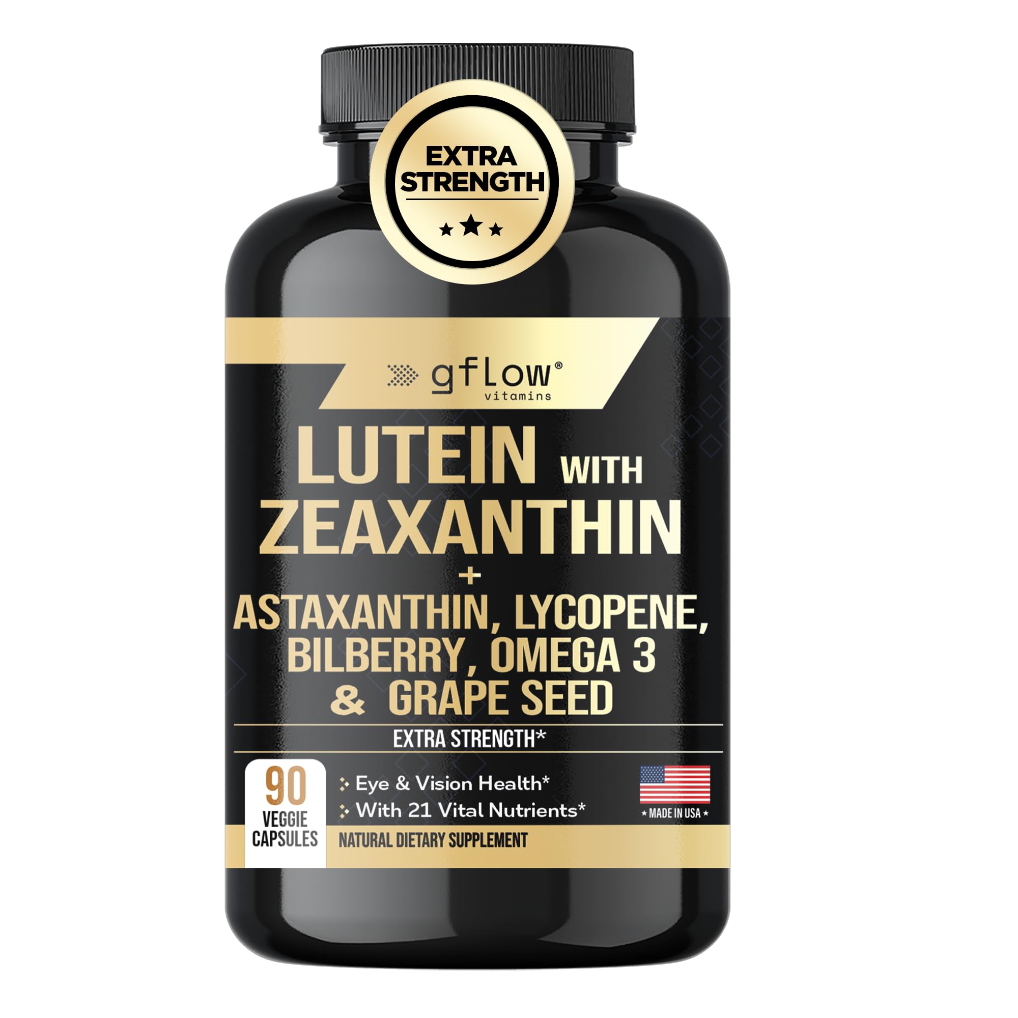 gflow vitamins Lutein Eye Supplement bottle front view