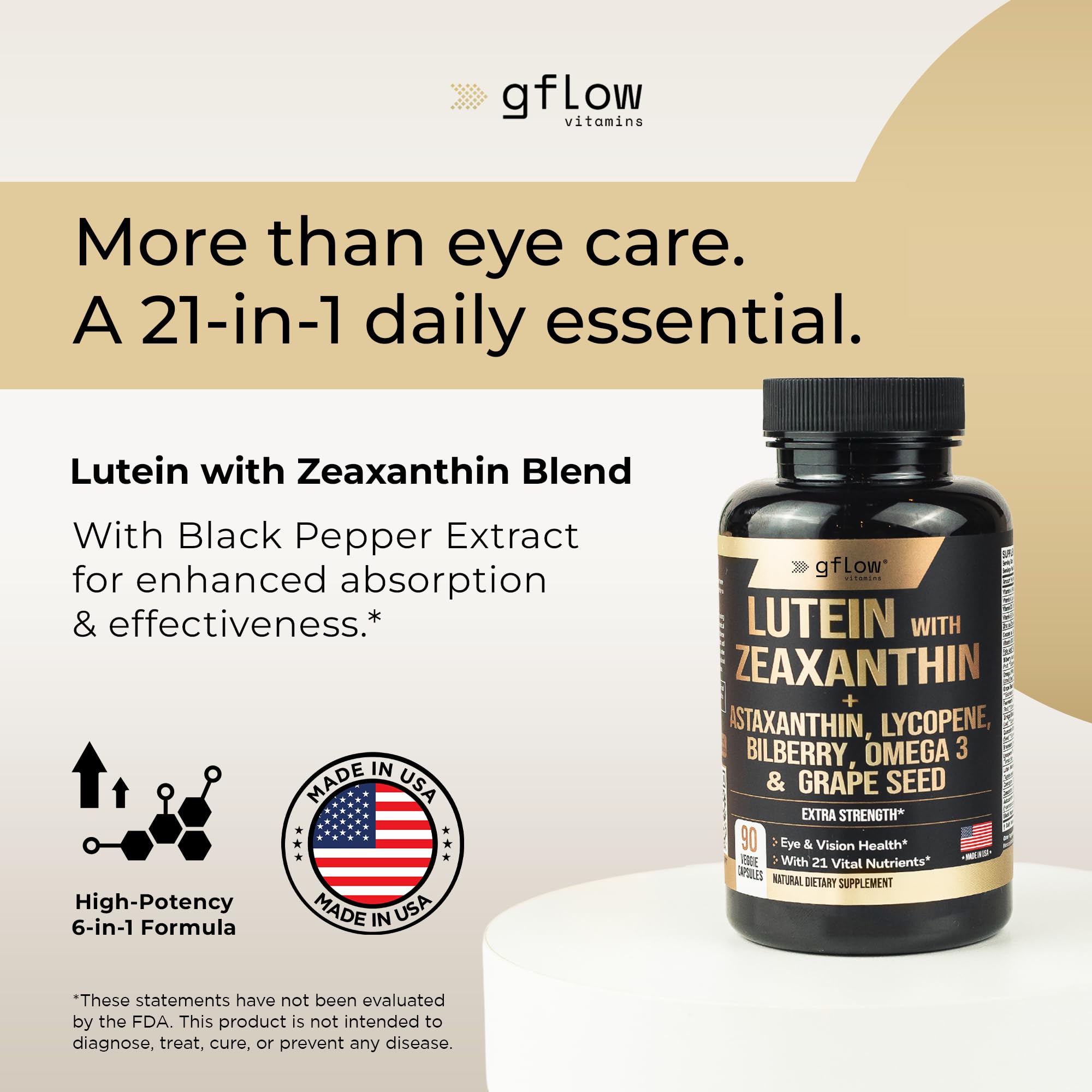 gflow vitamins Lutein Eye Supplement capsules close-up