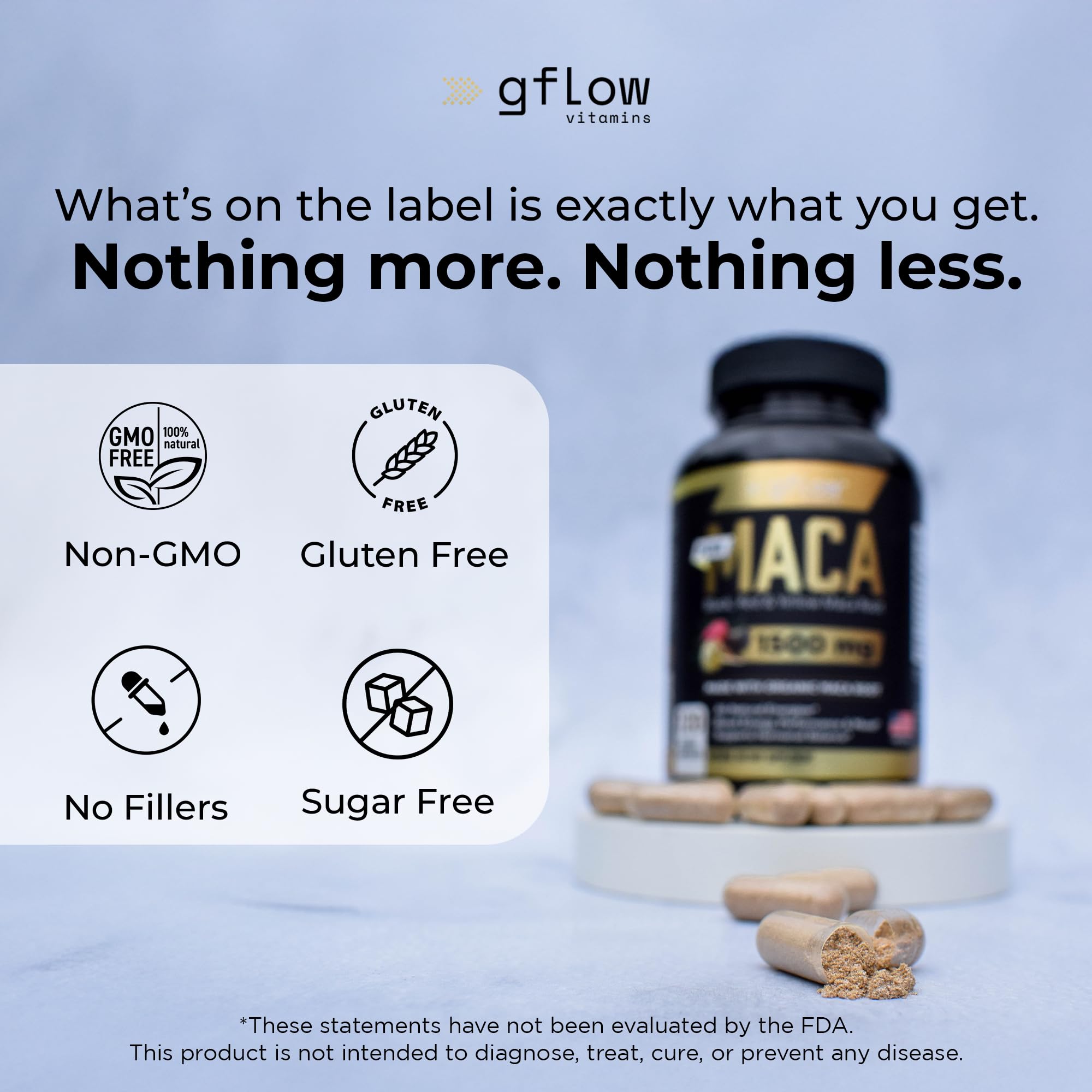 gflow vitamins Maca Root Capsules 1500mg lifestyle scene
