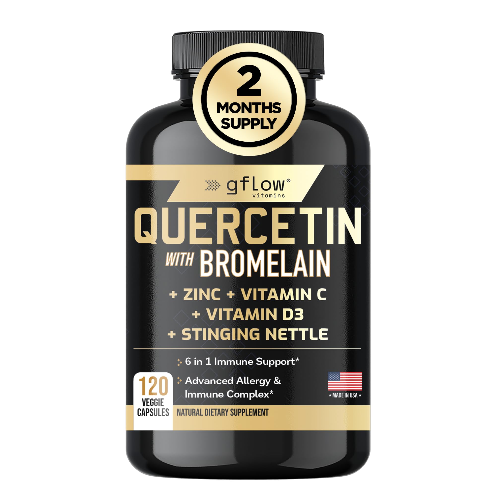 gflow vitamins Quercetin Bromelain Capsules front view